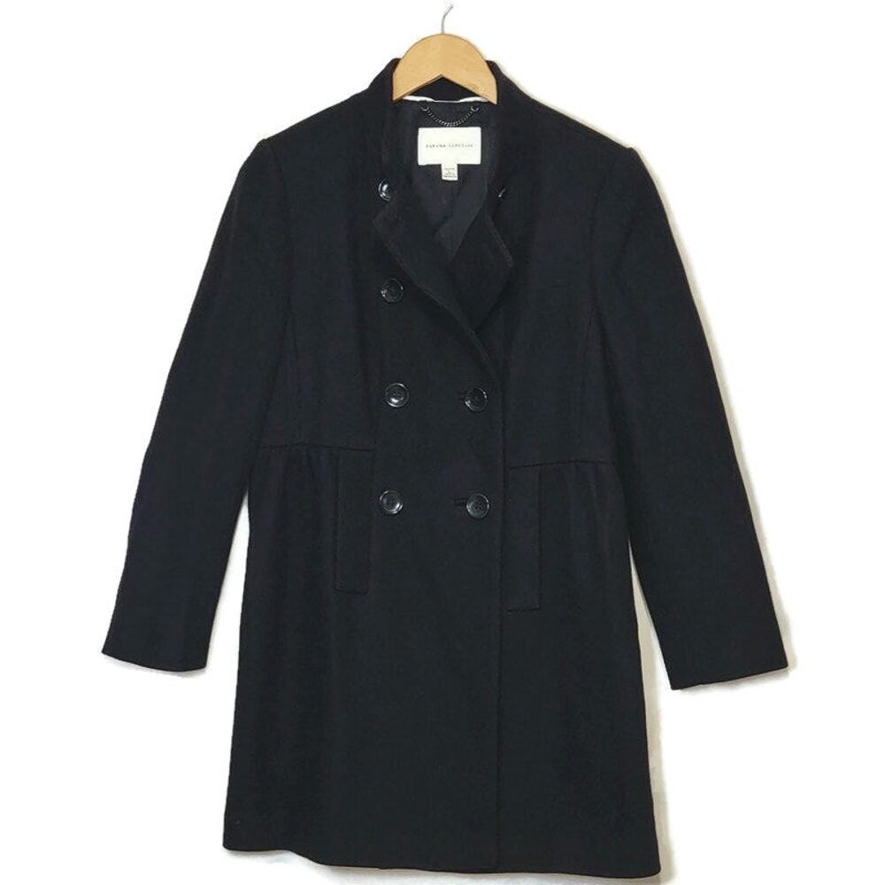 Banana Republic Wool Double Breasted Princess Coat Black Mid Length PL Classic - Picture 16 of 16